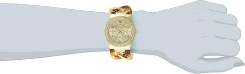 Vista 2 de Akribos XXIV AK562 - Reloj para mujer con 3 subesferas multifunción con bisel de cristal auténtico en pulsera de eslabones de resina