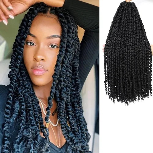 Vista 23 de Cabello Corto PassionTwist de 8 Pulgadas Cabello Pre-retorcido Passion Twists Cabello de Ganchillo Pre-enrollado Cabello Rizado de Ganchillo para 1b