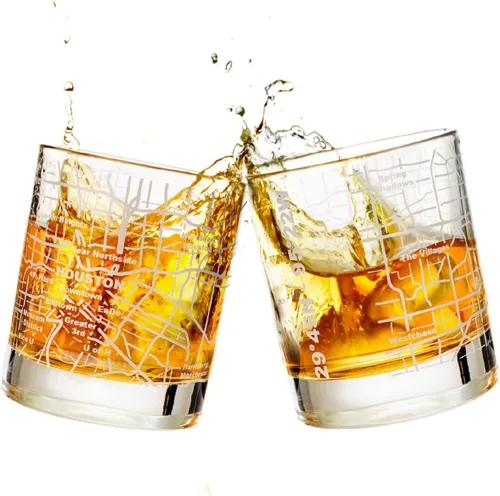 Vista 26 de Vasos tradicionales de whisky, diseño grabado de mapa de la ciudad (2 unidades), Atlanta