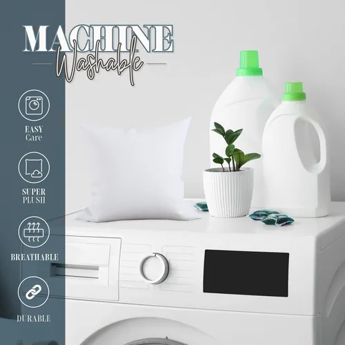 Vista 9 de Elegant Comfort Paquete de 2 rellenos de almohada de poliéster y algodón, relleno de fibra siliconada, 22 x 22, color blanco, 2