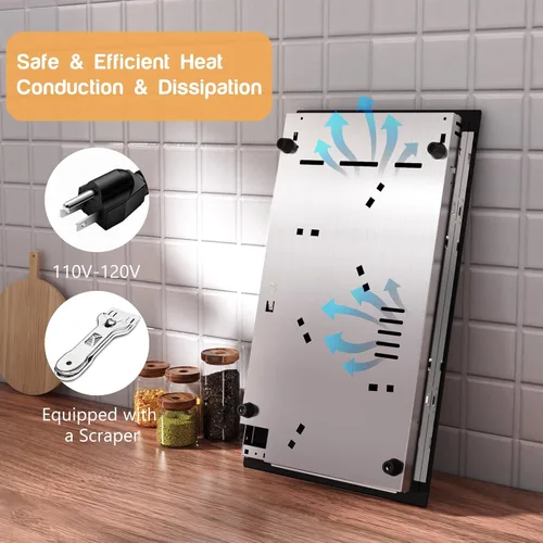 Vista 8 de Placa de cocina eléctrica de 2 quemadores, enchufe de estufa eléctrica de 110 V, placa de cocina eléctrica de 2000 W con controles de perilla