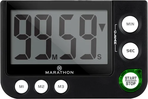 MARATHON Temporizador digital de 100 minutos con 3 ajustes preestablecidos Negro