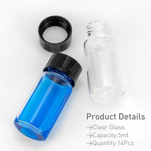 Vista 6 de 20pcs Colección de Muestra Líquida Borwn Botellas de Vidrio Frascos Tapón Tornillo Capacidad 0.1 fl oz Leak-proof caps with Gaskets, 0.1oz Amber