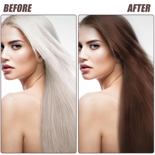 Vista 4 de Champú de tinte para el cabello castaño oscuro 3 en 1 para cabello gris, tinte marrón oscuro a base de hierbas para mujeres y hombres, champú