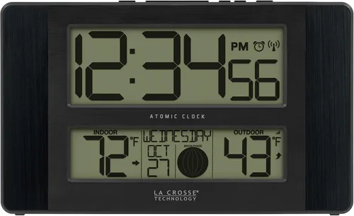 La Crosse Technology Reloj digital de pared/mesa atómico, 11.1 x 6.5 pulgadas (513-1417BS)