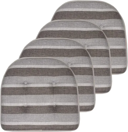 Vista 91 de Sweet Home Collection - Cojín de asiento de espuma viscoelástica y respaldo de caucho antideslizante con capitoné para silla, cojín en U, 17x16 Gris