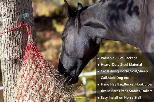 Vista 2 de Anillo de amarre cruzado para caballos, anillo de amarre de bloque para caballos/establo, suministros de amarre para granero de caballos