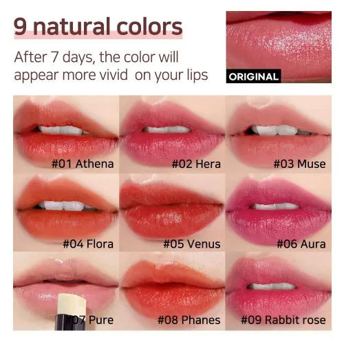 Vista 2 de Lux Triple Lip Cure Balm (0.17 oz) (ATHENA (Red Orange)) 4 millones de unidades vendidas en Corea, bálsamo labial coreano teñido natural, libre