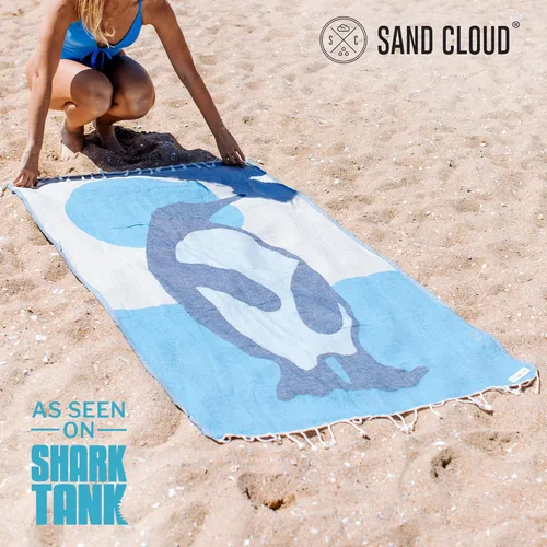 Vista 2 de Sand Cloud Marine Life Toalla turca, sin arena, 100% hilo de algodón orgánico, secado rápido, para playa, picnic, manta o toalla de baño, como se