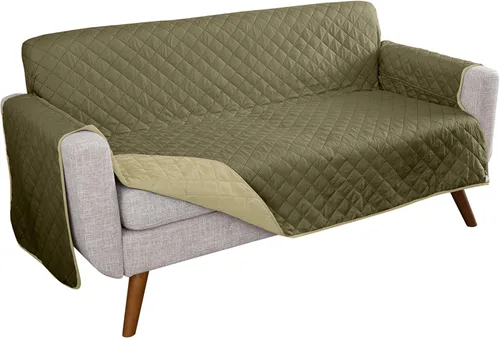 Vista 8 de Home Details Funda protectora acolchada reversible para muebles, buena para pelo de perro, polvo y derrames, lavable a máquina, sofá biplaza
