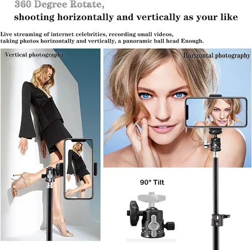 Vista 5 de Ailight Mini cabeza de bola, cabezal de trípode panorámico de 360°, adaptador de tornillo universal de 1/4 a 3/8 pulgadas, soporte de trípode