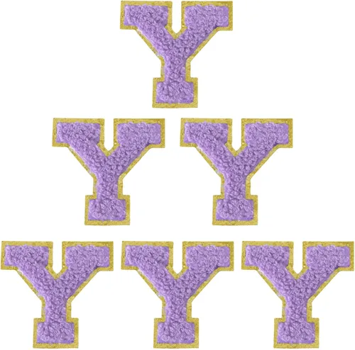 Vista 71 de 6 piezas de parches de letras de chenilla autoadhesivas, parches de letras preppy de 2 pulgadas para bolsos, ropa y sombreros, grandes pegatinas