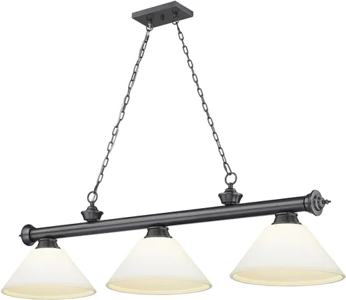 Vista 12 de Z-Lite 2306-3MB-AMO14 - Colgante de billar Cordon, 3 luces, 180 vatios totales, negro mate