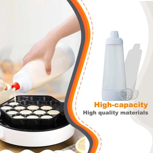 Vista 9 de Dispensador de masa para panqueques, dispensador de mezcla para panqueques con bola batidora y base de soporte, mezclador de masa para panqueques