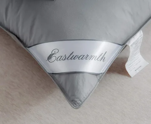 Vista 5 de Paquete de 2 almohadas de plumas de ganso natural para dormir, 100% algodón, almohada de cama para dormir de espalda lateral, tamaño estándar, juego