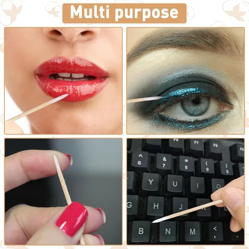 Vista 6 de Fenshine 1000 hisopos de algodón microblading, punta puntiaguda, hisopos de algodón, palitos de madera, aplicador de punta de algodón, suministros