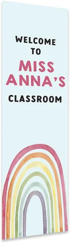 Vista 28 de Andaz Press Letrero de bienvenida para profesor personalizado de 13 x 47 pulgadas, diseño abstracto bohemio para decoración de aula