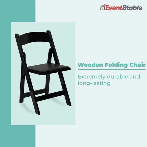 Vista 7 de EventStable Titan Series - Silla plegable de madera, paquete de 4, madera de fruta oscura con almohadilla de marfil, silla plegable de madera
