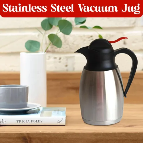 Vista 7 de Jarra de café aislada de 60 onzas / 1.8 litros, jarra de café térmica de acero inoxidable con asa, 12 horas caliente y 24 horas de frío, dispensador
