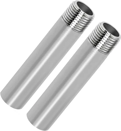Vista 3 de Boquilla de tubo de ajuste de 1" NPT x 1" NPT macho, de acero inoxidable 304, accesorios de tubería fundida de 50mm de longitud (paquete de 2)