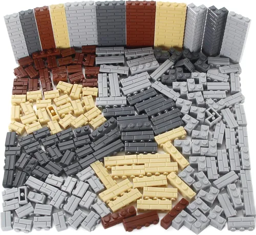 Vista 10 de Feleph Juego de ladrillos de perfil de mampostería a granel de 260 piezas de bloques de construcción para pared de construcción de casas, piezas MOC