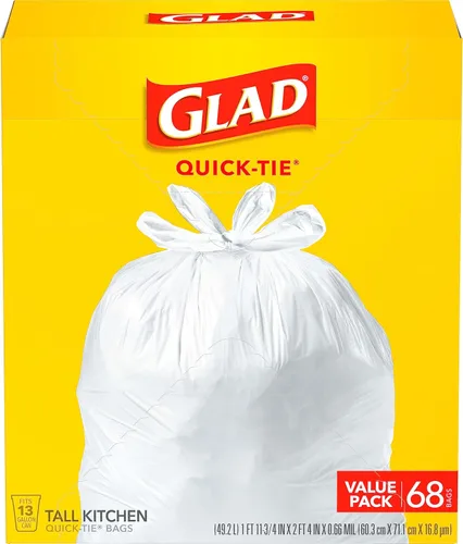 Vista 4 de Glad Bolsas de basura altas de cocina de 13 galones, bolsas de basura sin perfume, con amarre rápido, 68