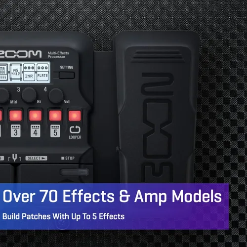 Vista 2 de Zoom G1X FOUR - Procesador multiefectos de guitarra con pedal de expresión, con más de 70 efectos integrados, modelado de amplificador, bucle
