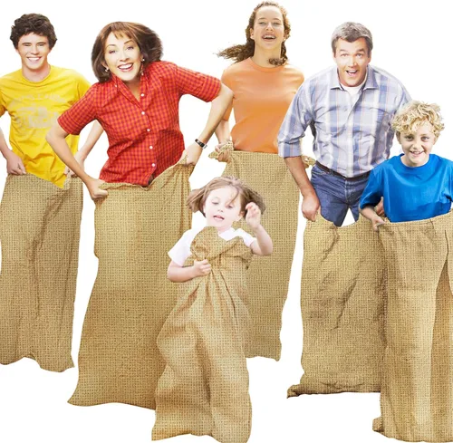 CWLAKON 6 paquetes de bolsas grandes de arpillera para carreras de sacos de patata para niños y adultos, día de campo, reunión familiar, 4 de julio,