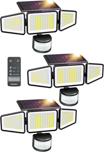 Vista 10 de Ensenior Luces solares de movimiento para exteriores, luces de inundación