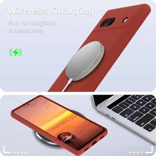 Vista 7 de Funda para Google Pixel 7a, funda de silicona para teléfono con 2 protectores de pantalla, forro de microfibra antiarañazos, cuerpo completo, a