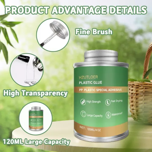 Vista 3 de Pegamento de plástico, adhesivo de plástico de 4.1 fl oz con cepillo, pegamento transparente súper fuerte para PP, ABS, PVC, acrílico, miniaturas