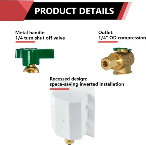 Vista 3 de EFIELD Caja de Salida Pre-Ensamblada para Máquina de Hielo Pex, Crimpado de 1,27 cm Pex F1807 con Válvula de Bola de 1/4 de Vuelta Instalada