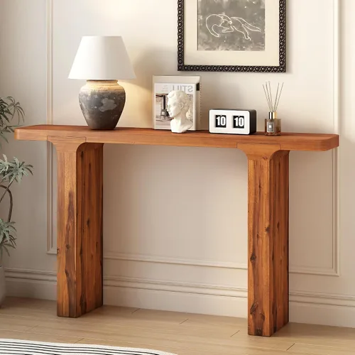 Vista 17 de Mesa de consola curvada de 53.15 pulgadas, con patrón de mármol de imitación de Mars, moderno acento de pasillo de madera para sala de estar, 53.15