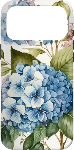 Vista 22 de Watercolour Vintage Blue Hydrangea with Flower Flower Case for iPhone 16