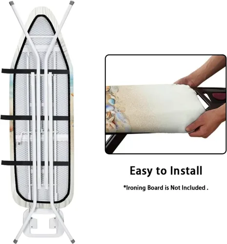 Vista 5 de Funda para tabla de planchar con diseño de estrella de mar de playa, resistente a los abrasadores, extra ancha, cubierta para tabla de planchar