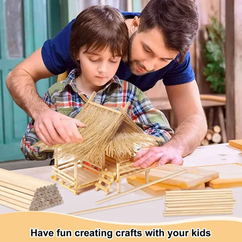 Vista 7 de ONUPGO 10 varillas de clavija, clavijas de madera sin terminar de 5/8 x 12 pulgadas para manualidades y bricolaje