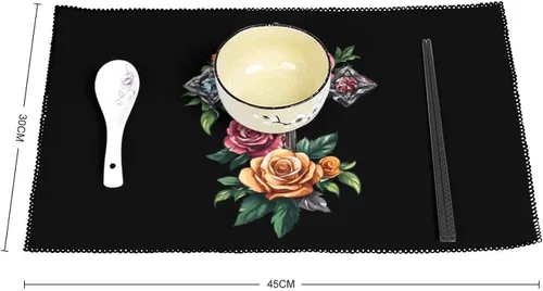 Vista 2 de Crosss Rose Placemats Set of 6 Resistant Table Mats Washable Place Mats for Dinner Party Table Decoration