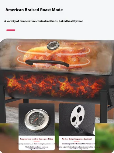 Vista 5 de Charcoal Grill with Two Side Tables, Heavy Duty Steel BBQ Grill for Outdoor Picnics, Backyard Patios and Parties