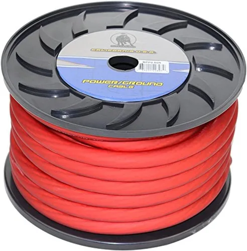 Bullz Audio (BPP0.50R) PRO Cable de alimentación rojo de calibre 1/0 de 50 pies