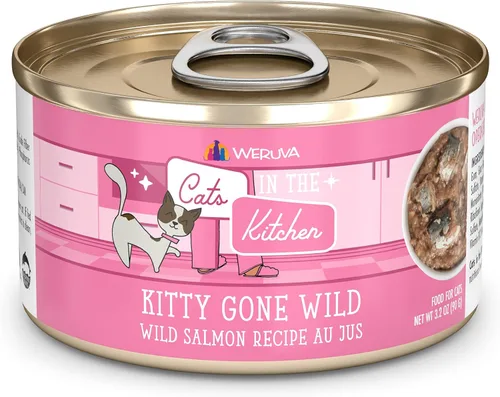 Vista 38 de Weruva Cats in The Kitchen, Kitty Gone Wild with Wild Salmon Au Jus - Alimento para gatos, lata de 6 onzas (paquete de 24)