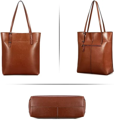 Vista 5 de Kattee Cartera bandolera de cuero auténtico vintage para mujer con asas ajustables