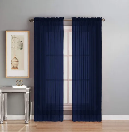 Vista 26 de Interior Trends Juego de 2 paneles de cortina de gasa transparente totalmente cosidas para ventana con cortinajes (63 pulgadas de largo, ladrillo)