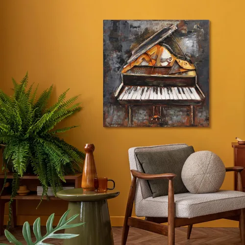 Vista 5 de Empire Art Direct Magic Keys - Arte de pared dimensional pintado a mano de hierro mixto, 32 x 32 x 3 pulgadas, listo para colgar
