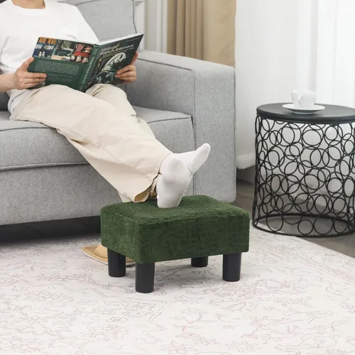 Vista 11 de Adeco 15.4" Small Footstool Ottoman for Footrest, Modern Rectangle Step Stool Extra Seating with Non-Skid Plastic Legs for Living Room, Couch, Brown