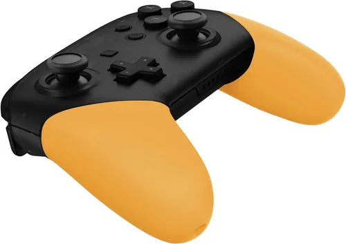 Vista 8 de eXtremeRate Precaución - Empuñaduras de repuesto amarillas para control Nintendo Switch Pro, carcasa de agarre de mano suave al tacto