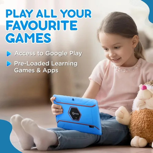 Vista 3 de Contixo Tableta para niños - 32 GB 7 pulgadas Tablet Android para niños y paquete Heaphone, incluye más de 50 libros de cuentos y calcomanías