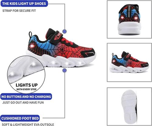 Vista 2 de Zapatos ligeros con luces LED intermitentes de malla transpirable para caminar para niños pequeños y niños pequeños
