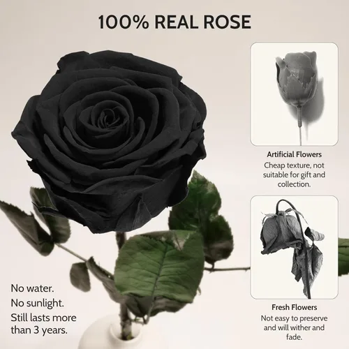 Vista 3 de Yamonic Regalos de cumpleaños de rosas para mujer, rosa real eterna con collar de corazón, regalos para mamá abuela, flores preservadas con tallo