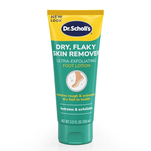 Dr. Scholl's Dry, Flaky Skin Remover Ultra Exfoliating Foot Lotion Cream, 3.5 oz, Moisturizer with Urea for Rough Dry Cracked Feet, Heal and Soothe