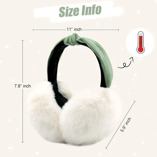 Vista 5 de FSTEOE Orejeras de invierno para mujer, plegables para niña, calentador de oído de moda, orejeras peludas, cubierta suave para el oído, clima frío